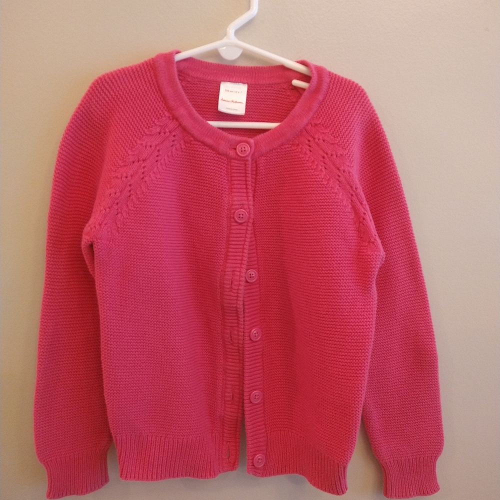 Hanna Andersson bright pink button up sweater